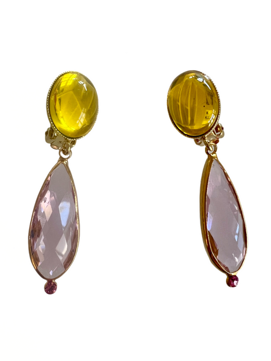Philipe Ferrandis Yellow and Pink Drop Earrings